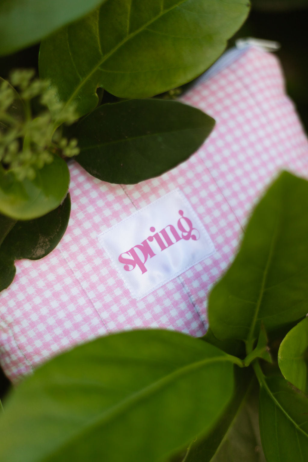 pink gingham make-up bag