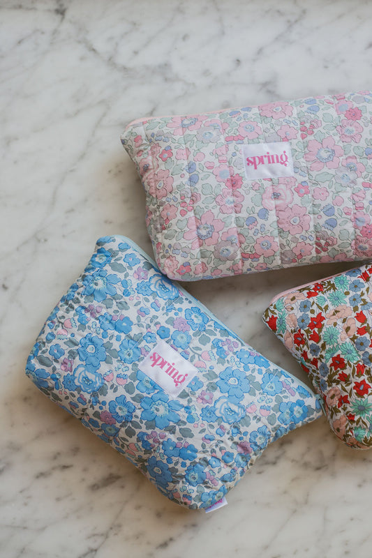 pastel pink cosmetic bag