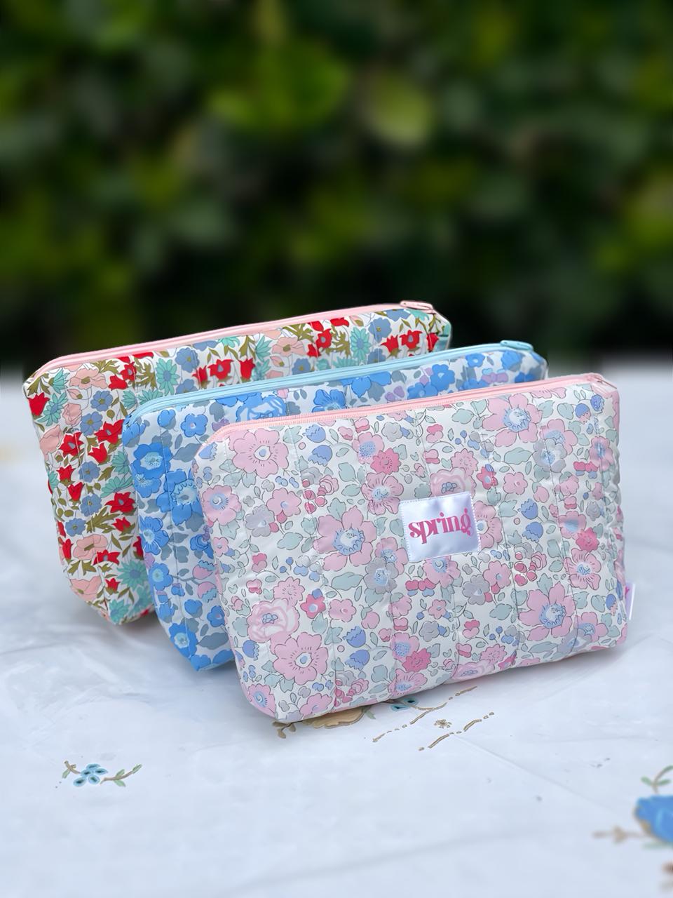 pastel pink cosmetic bag