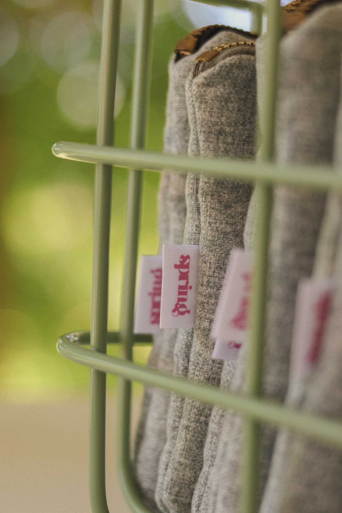 Pale pink or dove grey make-up pouch with Liberty lining and charms