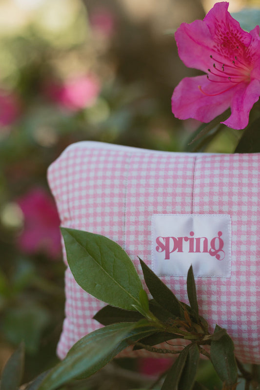 pink gingham make-up bag